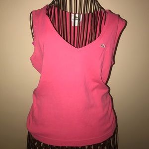 Lacoste Women's Sleeveless V Neck Tank Top in Fuscia